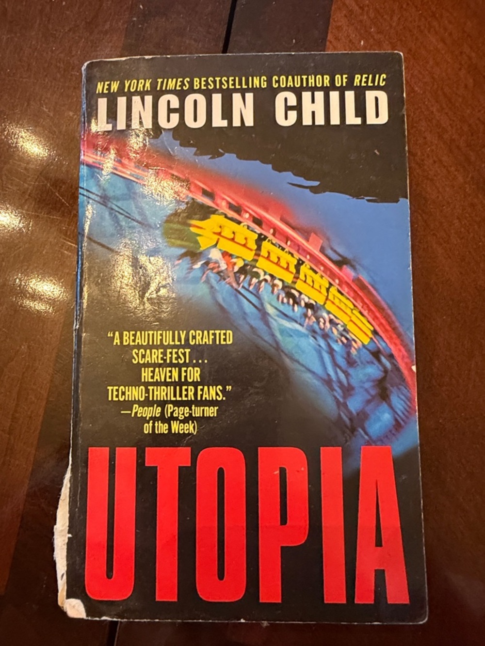 Lincoln Child Utopia Paperback Book - Blue & Red Cover